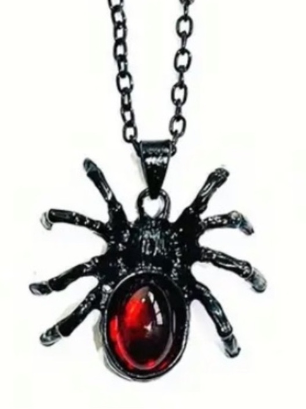 Black and Red Spider Pendant Necklace on 20” black chain Goth Halloween NEW NWT - Picture 5 of 7